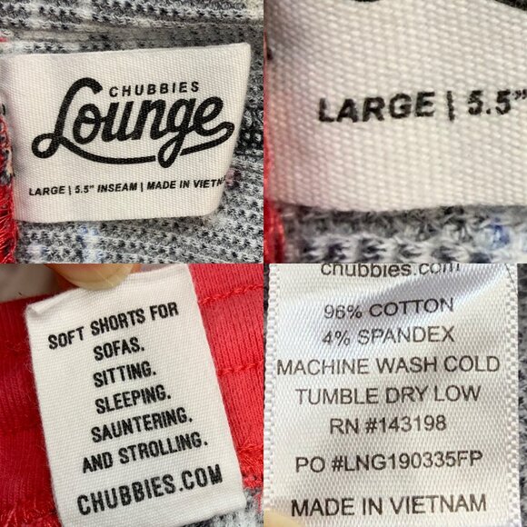 Chubbies Lounge The Candy Cane Lanes Shorts L Black Waffle Knit Tropical Holiday - Picture 5 of 12